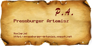 Pressburger Artemisz névjegykártya
